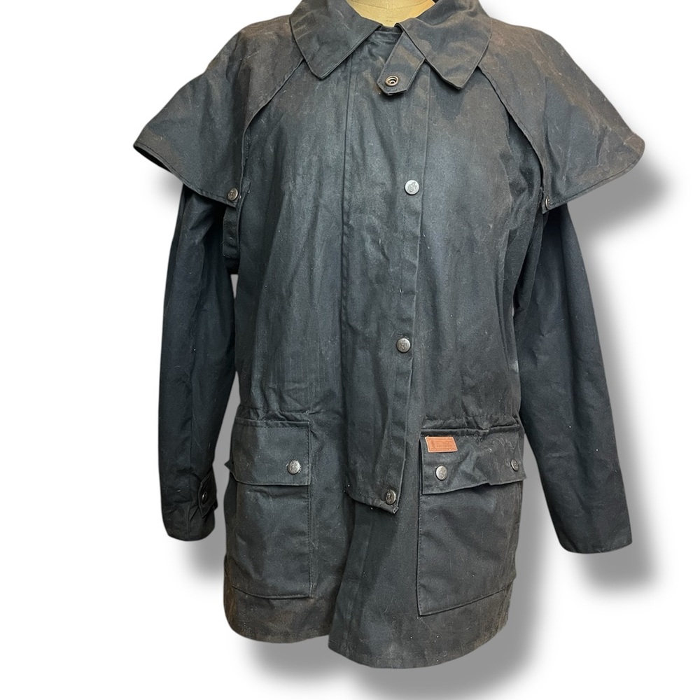 Outback Trading Co Bush Ranger Black Jacket Unisex Size M Oilskin Cotton Canvas